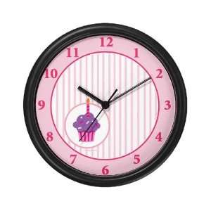 Purple Cupcake on a Pink Wall Art Clock 