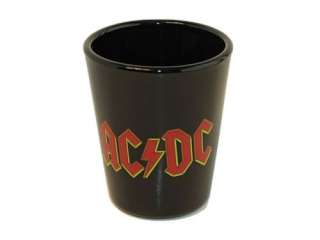 AC/DC LOGO BLACK SHOT GLASS 2oz NEW ROCK & ROLL  