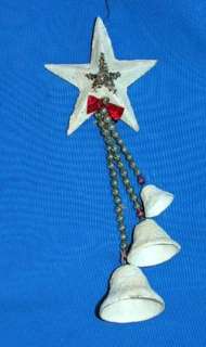 VTG PAPER MACHE STAR w BELLS, GREAT FOR WREATH, 1950S XMAS DECORATION 