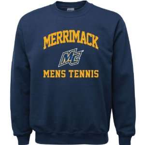  Merrimack Warriors Navy Youth Mens Tennis Arch Crewneck 