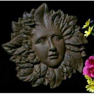  Womans Face W/Leaves Wall Hanging, Cast Iron