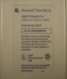 Vintage* Apple External HDD 20MB M0135 HD20   Works  
