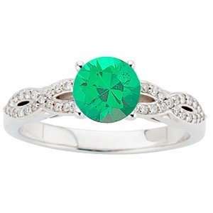   Ring set with Large Round GEM Emerald Gemstone on SALE(5.5,14kt White