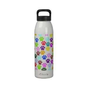 Colorful Dog Paws Reusable Water Bottles  Sports 