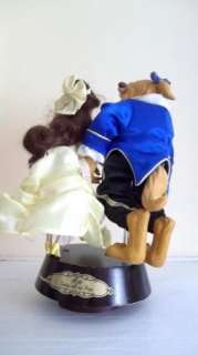 BEAUTY AND THE BEAST PORCELAIN DOLLS MUSICAL STAND RARE  