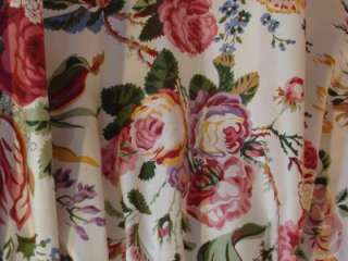   Charm Shabby Cabbage Roses Floral lined Valance Exc 108w x 22l  