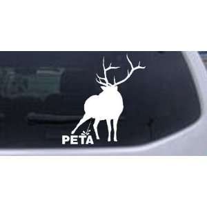 White 20in X 18.8in    Pee On PETA Hunting And Fishing Car Window Wall 