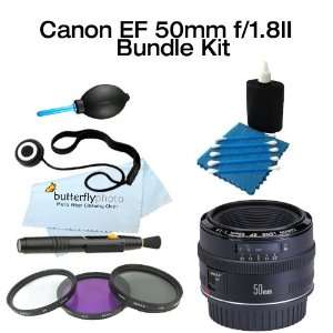  Canon EF 50mm f/1.8 II Lens With 52mm Filter Kit + Power 