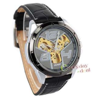 2012S Steel Black Case Special Dial Hollow Mens Automatic Wrist Watch 