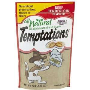 Whiskas All Natural Temptations   Beef Tenderloin   2.47 oz (Quantity 