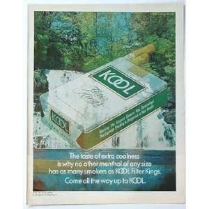  1971 Kool Filter Kings Cigarette Waterfall Print Ad (1671 