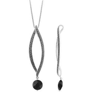 com Boma Black Onyx, Marcasite & Sterling Silver Necklace Marcasite 