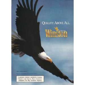  1990 Winston Cigarette Quality Above All Bald Eagle Print 