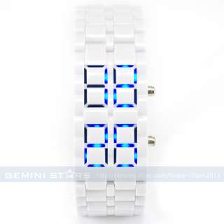 Faceless Lava LED Digital White Acrylic Band Cuff Watch  