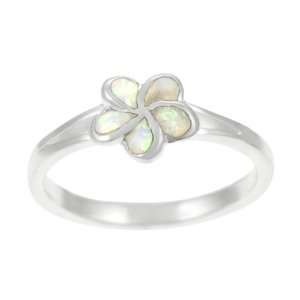  Sterling Silver White Opal Plumeria Ring Jewelry