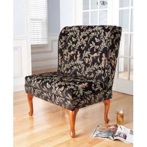38 Elegant Floral Patterned Wingback Chair with Cabriole Legs  