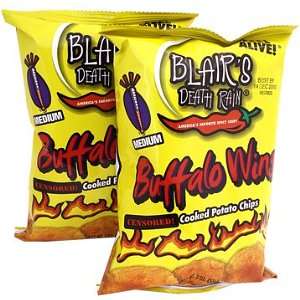 Blairs Death Rain Buffalo Wing Kettle Cooked Chips, 2 Ounce Bags 