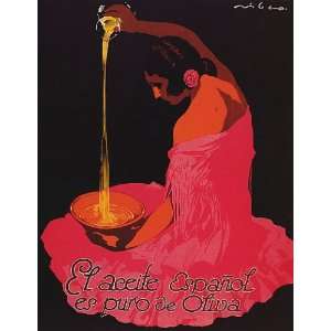  ACEITE PURO DE OLIVA OLIVE OIL SPAIN SMALL VINTAGE POSTER 