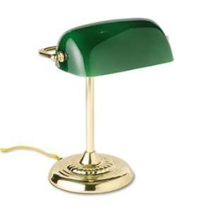  Bankers Lamp, Green Glass Shade, Brass Base, 14 Inches Electronics
