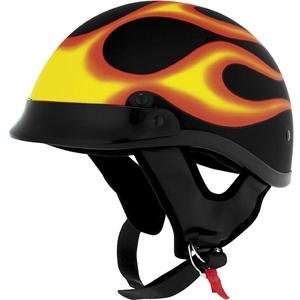  Skid Lid Traditional Helmet   X Small/Flat Black w/Flames 