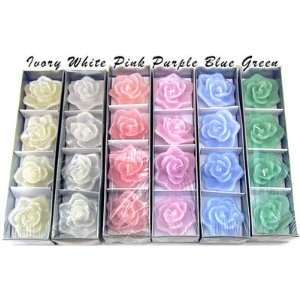  3 White Rose Floating Candles 9bxs 36pcs