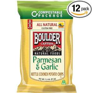 Boulder Canyon Kettle Chips, Parm and Garlic   Compostable Bag, 7.5 