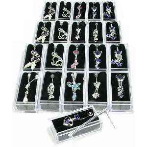  20 1x2 Acrylic Display Boxes Plus 20 Navel Belly Rings 