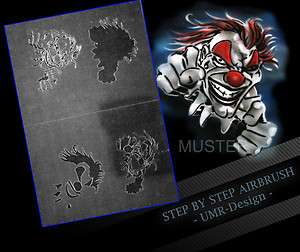Airbrush Stencil Template 4 Steps AS 030 M Size 5,11 x 3,95  