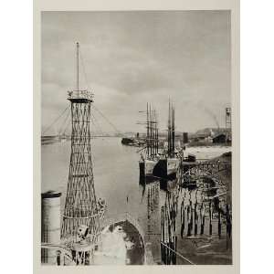  1927 Ship Willamette River Portland Oregon Photogravure 