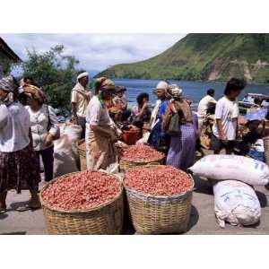 Batak Women with Onion Crop at Market in Haranggaol, North Shore, Lake 
