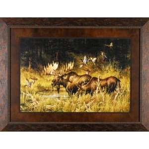   42x32 Gallery Quality Framed Art Moose Wildlife Picture Painting
