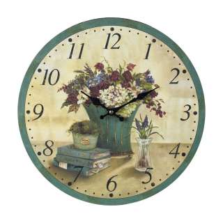 Old World Tuscan Clock French Floral Bouquet & Book Design  