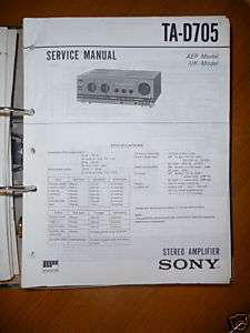 Service Manual Sony TA D705 Amplifier,ORIGINAL  