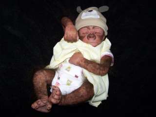OOAK newborn Reborn baby girl gorilla 18 monkey orangutan art doll No 