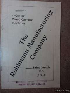 1892 Rohlmann Woodworking Carving Machine Tool Catalog  