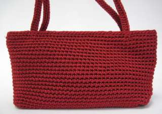 TALBOTS Red Crochet Baguette Shoulder Bag Handbag  