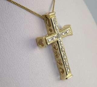   wonderful diamond and 14k yellow gold traditional style cross pendant