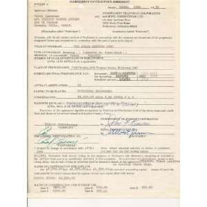  CAROL LAWERNCE HAND SIGNED CONTRACT AUTOGRAPHED 