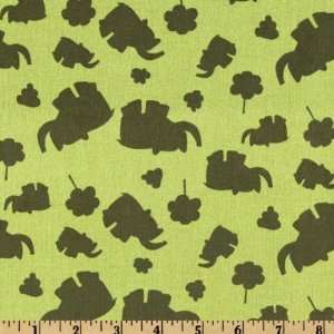  44 Wide Safari Adventure Animal Silouette Green Fabric 