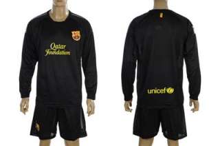 Soccer Uniforms Barcelona Black Long Sleeve Jersey and Short Pants 