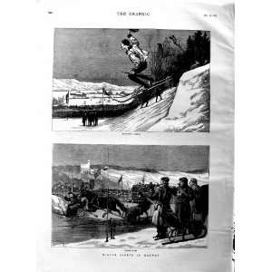 1883 WINTER SPORTS NORWAY SLEDGE RACES SNOW JUMPING