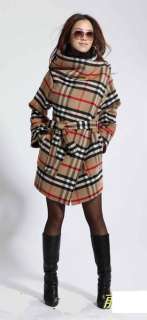 Fashion Womens winter stand collar Lattice wool Coats  