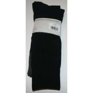  Perry Ellis Portfolio Mens Dress/Fashion Socks 3 pair Black Ribbed 