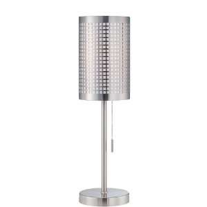  Table Lamp with White Liner Shade in Polished Steel Finish 