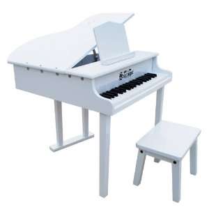  37 Key Concert Grand Piano w/ Bench in White by Schoenhut 