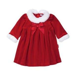 Le Top Christmas   Holiday Dress Red Velour with Faux Fur Trim Size 3 