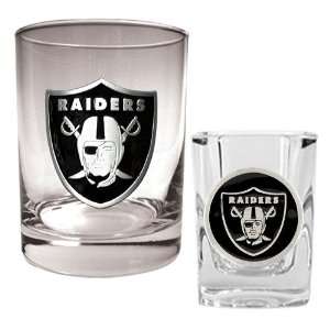  Oakland Raiders NFL Rocks Glass & Shot Glass Set   Primary 
