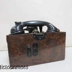 WWII GERMAN FIELD PHONE CRANK & BAKELITE CASE DATED 1937  