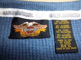 HARLEY DAVIDSON MOTORCYCLES 1903 LS Thermal Shirt ~ Mens XL ~ Blue 