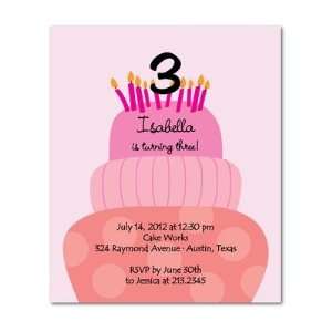  Birthday Party Invitations   Whimsical Cake Peony By 